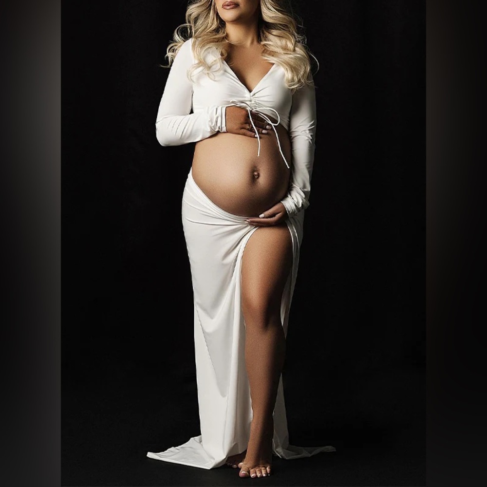Elegant White Maternity Gown